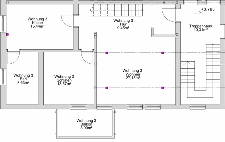 Wohnung 3 (OG / DG) - Grundriss unten