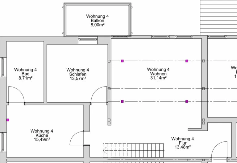 Wohnung 4 (OG / DG) - Grundriss unten